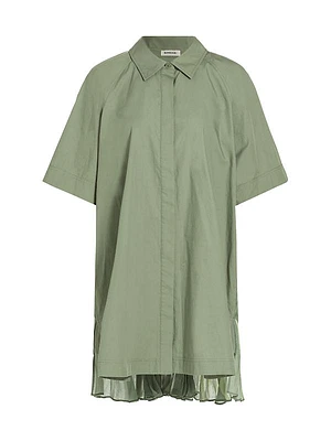 Blanche Cotton Poplin Short-Sleeve Mini Shirtdress