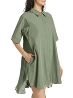 Blanche Cotton Poplin Short-Sleeve Mini Shirtdress