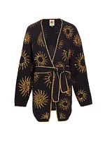 Sun Belted Sequin Rib-Knit Cardigan