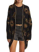 Sun Belted Sequin Rib-Knit Cardigan