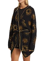 Sun Belted Sequin Rib-Knit Cardigan