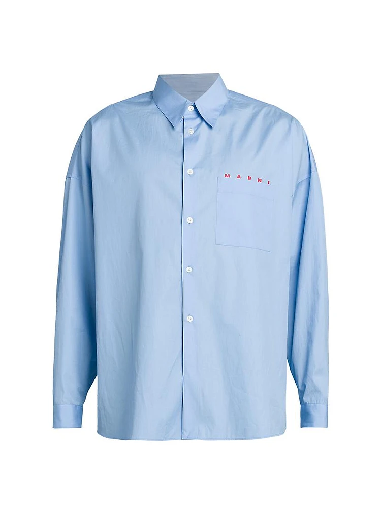 Logo Poplin Button-Up Shirt