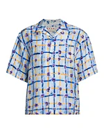 Abstract Silk Boxy-Fit Bowling Shirt