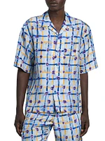 Abstract Silk Boxy-Fit Bowling Shirt