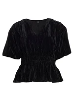 The Mona Velvet Smocked Top