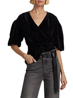 The Mona Velvet Smocked Top