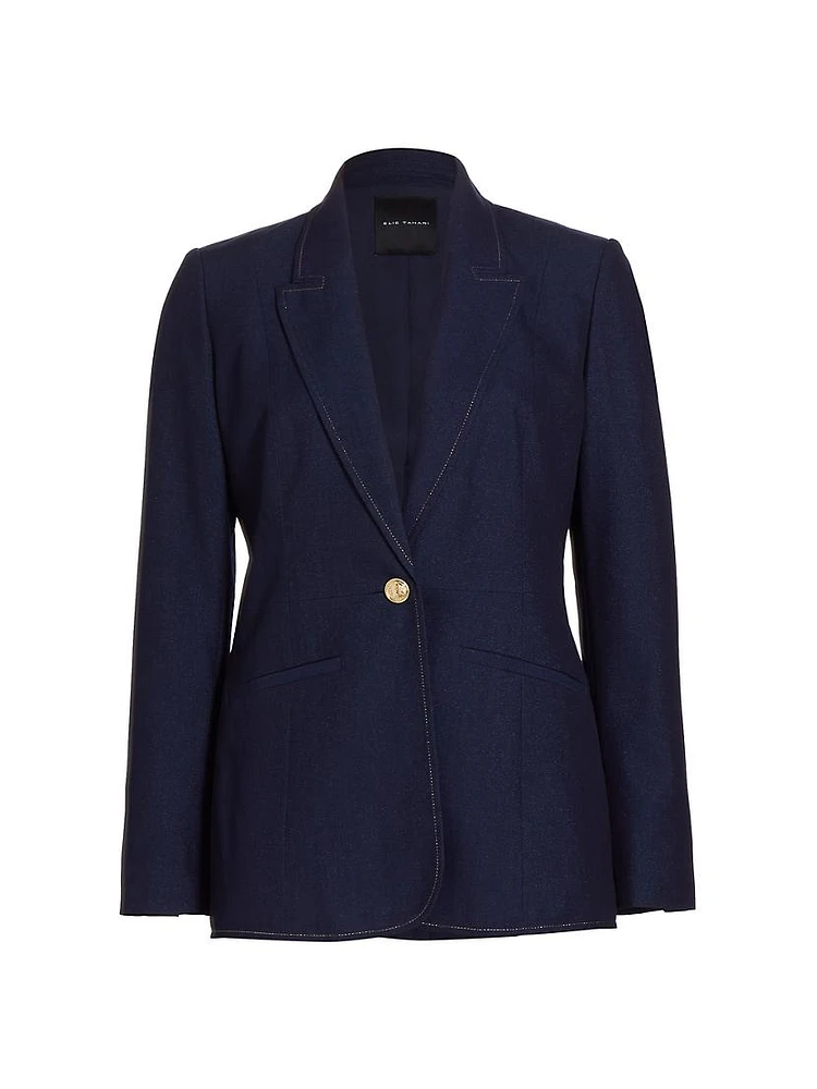 Gavi Twill SIngle-Button Blazer