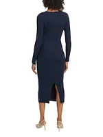 Levi Rib-Knit Wrap Midi-Dress