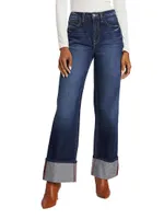 Miley Wide-Leg Cuff Jeans