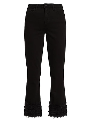 Tati Feather-Cuff High-Rise Crop Jeans