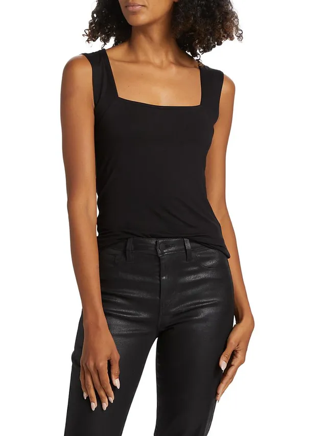 KAELI SQUARE NECK TOP in BLACK