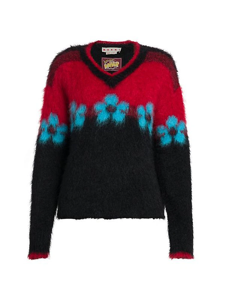 Floral Mohair-Blend Sweater