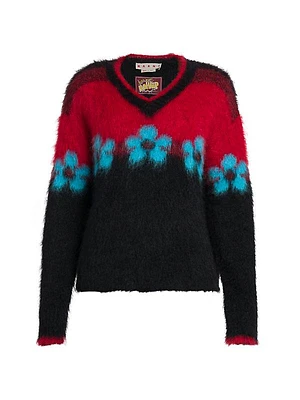 Floral Mohair-Blend Sweater