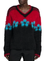 Floral Mohair-Blend Sweater