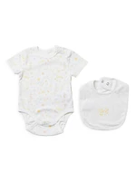 Baby's 2-Piece Logo Doodle Print Bodysuit & Bib Set