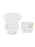 Baby's 2-Piece Logo Doodle Print Bodysuit & Bib Set