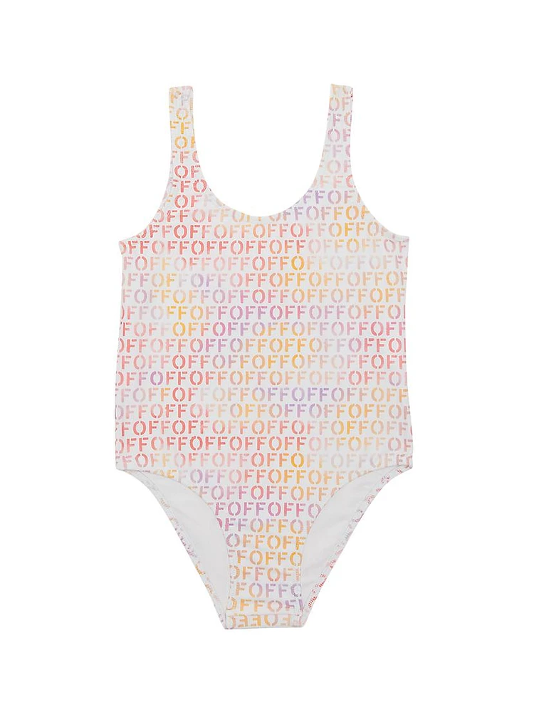 Little Girl's & Off Stamp One-Piece Swimsuit