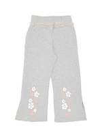 Little Girl's & Lace Wide-Leg Sweatpants