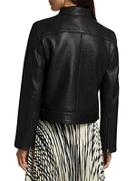 Croc-Embossed Leather Crop Jacket