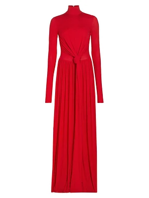 Knotted Turtleneck Maxi Dress