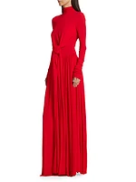 Knotted Turtleneck Maxi Dress