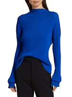 Glossy Knit Funnel Neck Top