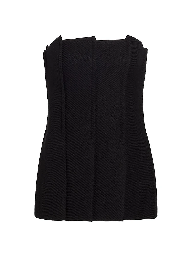 Paneled Wool-Blend Bustier Top