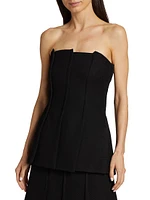 Paneled Wool-Blend Bustier Top