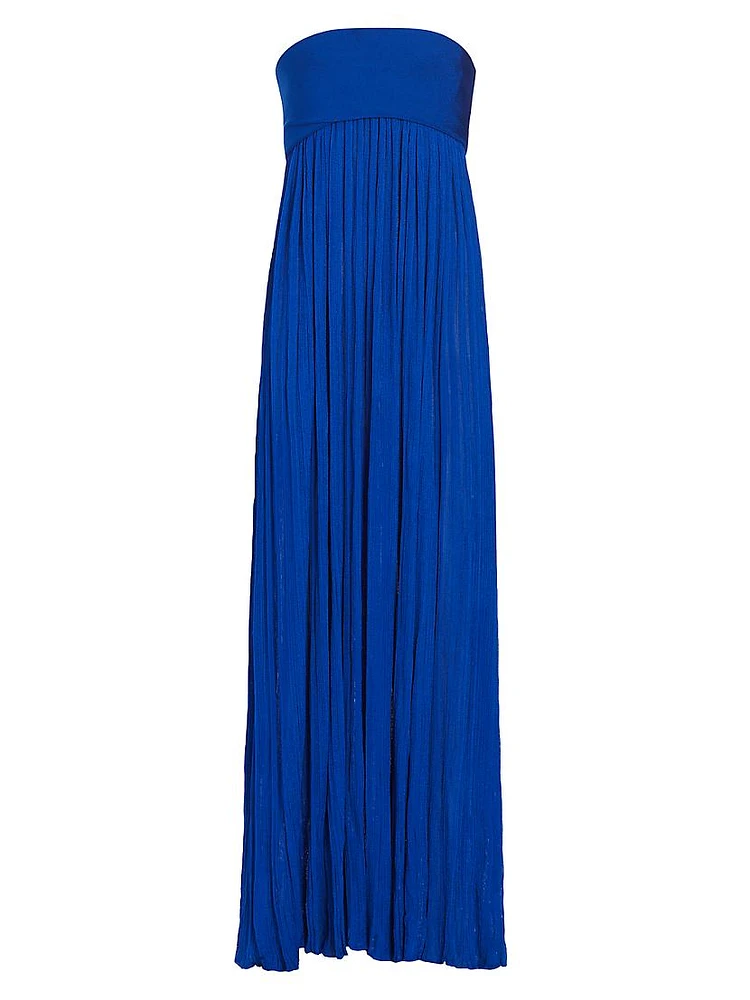 Glossy Knit Strapless Maxi Dress