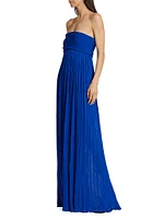 Glossy Knit Strapless Maxi Dress