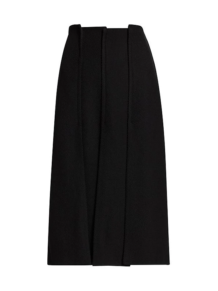 Textured Paneled Midi-Skirt