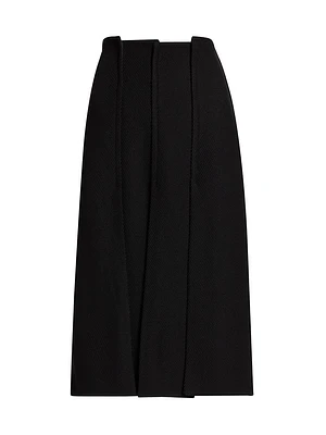 Textured Paneled Midi-Skirt