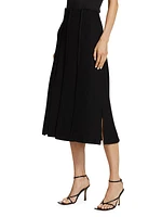 Textured Paneled Midi-Skirt