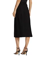 Textured Paneled Midi-Skirt