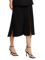 Textured Paneled Midi-Skirt