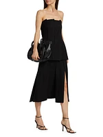 Textured Paneled Midi-Skirt