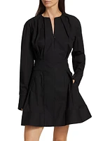 Long-Sleeve Poplin Minidress