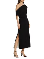 Off-The-Shoulder Crepe Midi-Dress