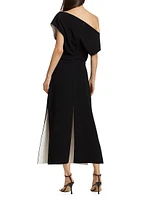 Off-The-Shoulder Crepe Midi-Dress