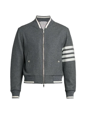 4-Bar Striped Wool Bomber Jacket