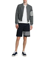 4-Bar Striped Wool Bomber Jacket