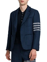 4-Bar Striped Frayed Edge Tweed Jacket