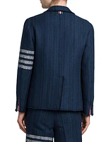 4-Bar Striped Frayed Edge Tweed Jacket