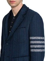 4-Bar Striped Frayed Edge Tweed Jacket