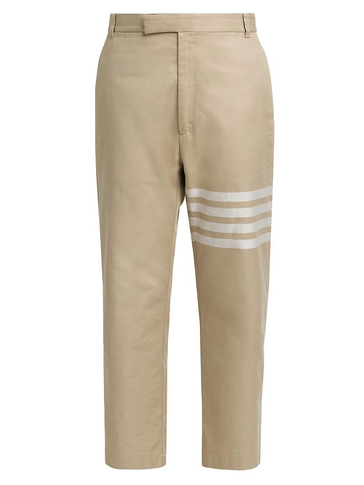 Straight 4-Bar Striped Cotton Trousers