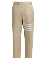 Straight 4-Bar Striped Cotton Trousers