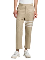 Straight 4-Bar Striped Cotton Trousers