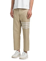 Straight 4-Bar Striped Cotton Trousers