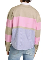 Striped Cotton Long-Sleeve Polo Shirt