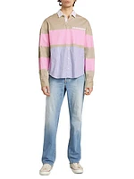 Striped Cotton Long-Sleeve Polo Shirt